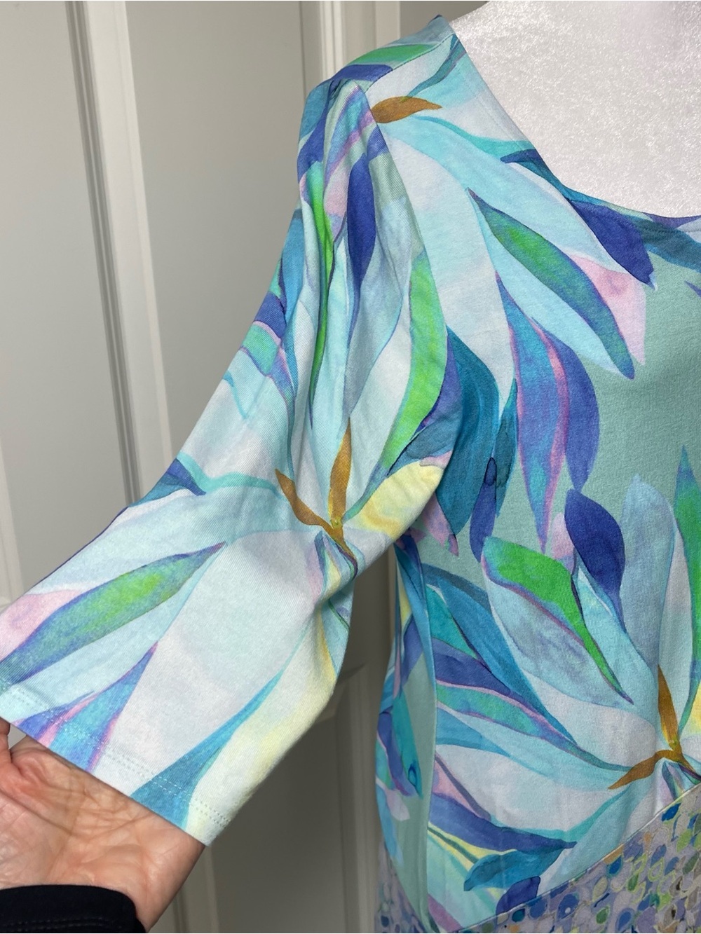 NWT Soft Surroundings Stella Dress Maxi Scoop Neck Half Sleeve Blue Aqua Green M - Picture 8 of 16